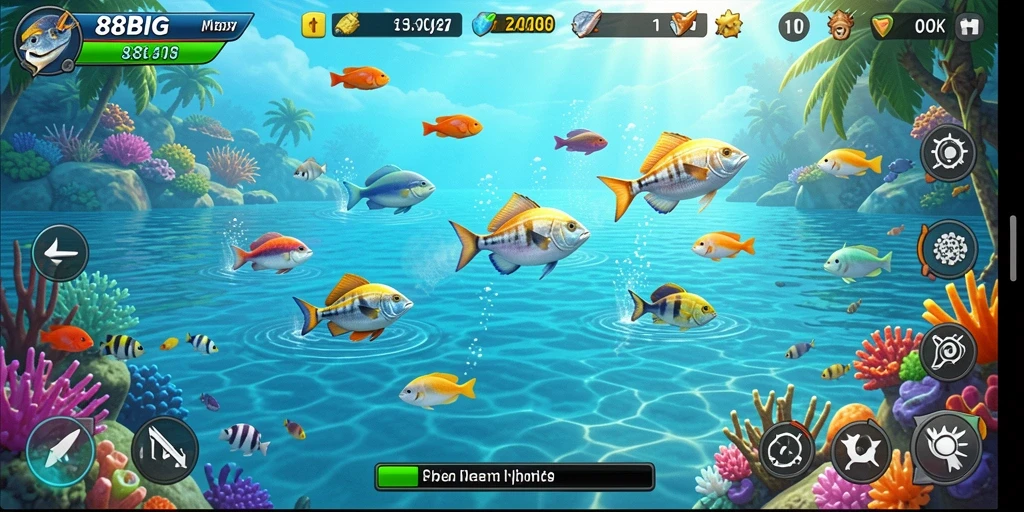 Screenshot gameplay 88BIG yang menampilkan suasana berburu ikan.