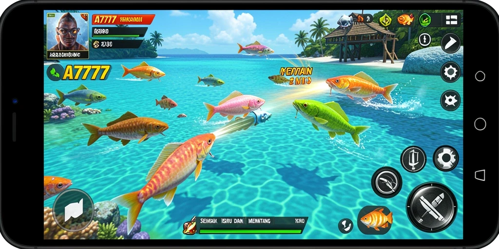 Tampilan gameplay A7777 yang menarik saat menembak ikan.