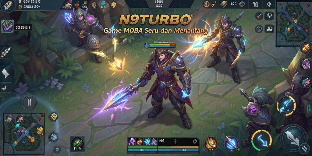 Tampilan gameplay MOBA yang menegangkan dalam N9TURBO.