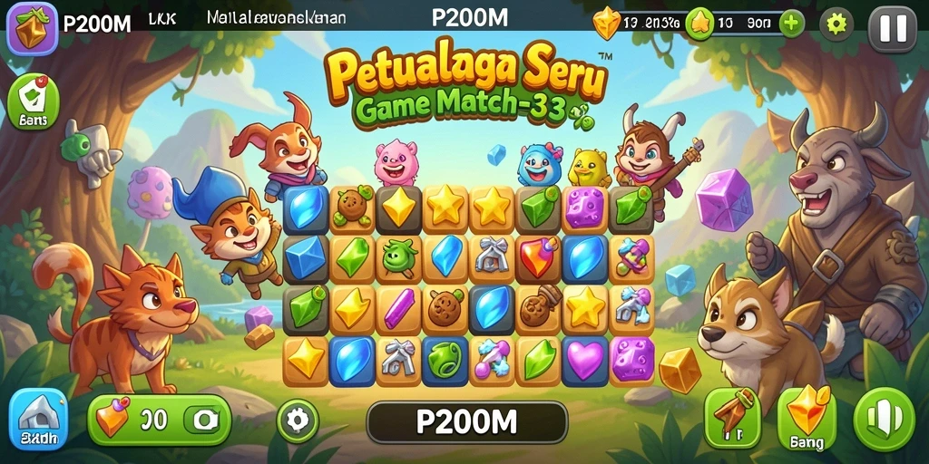 Menampilkan gameplay seru dan tantangan Match-3 yang menarik.