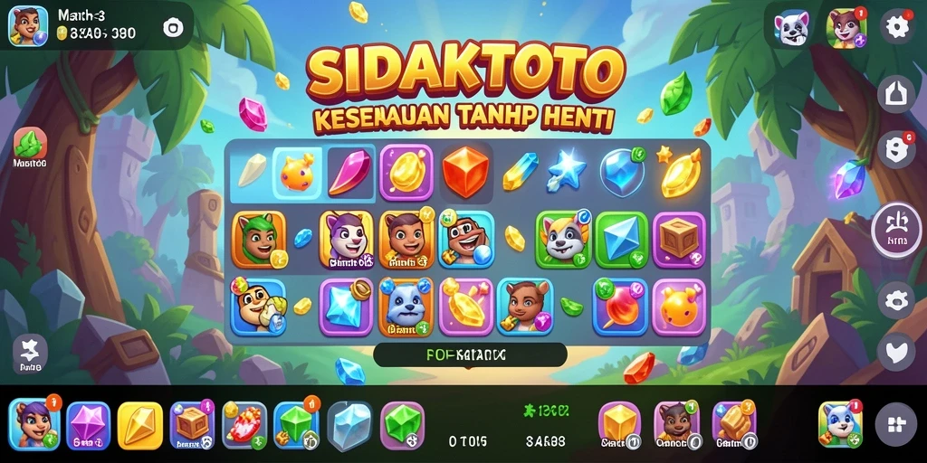 Tampilan gameplay Match-3 yang seru dan penuh warna di SIDAKTOTO.