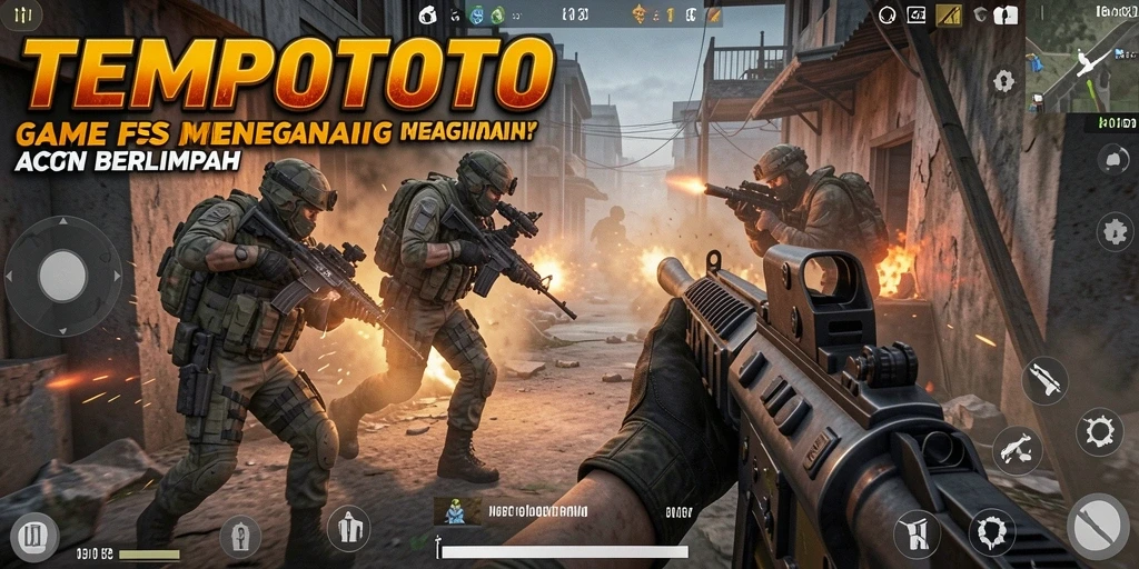 Screenshot menunjukkan aksi gameplay seru dan mendebarkan dalam TEMPOTOTO.